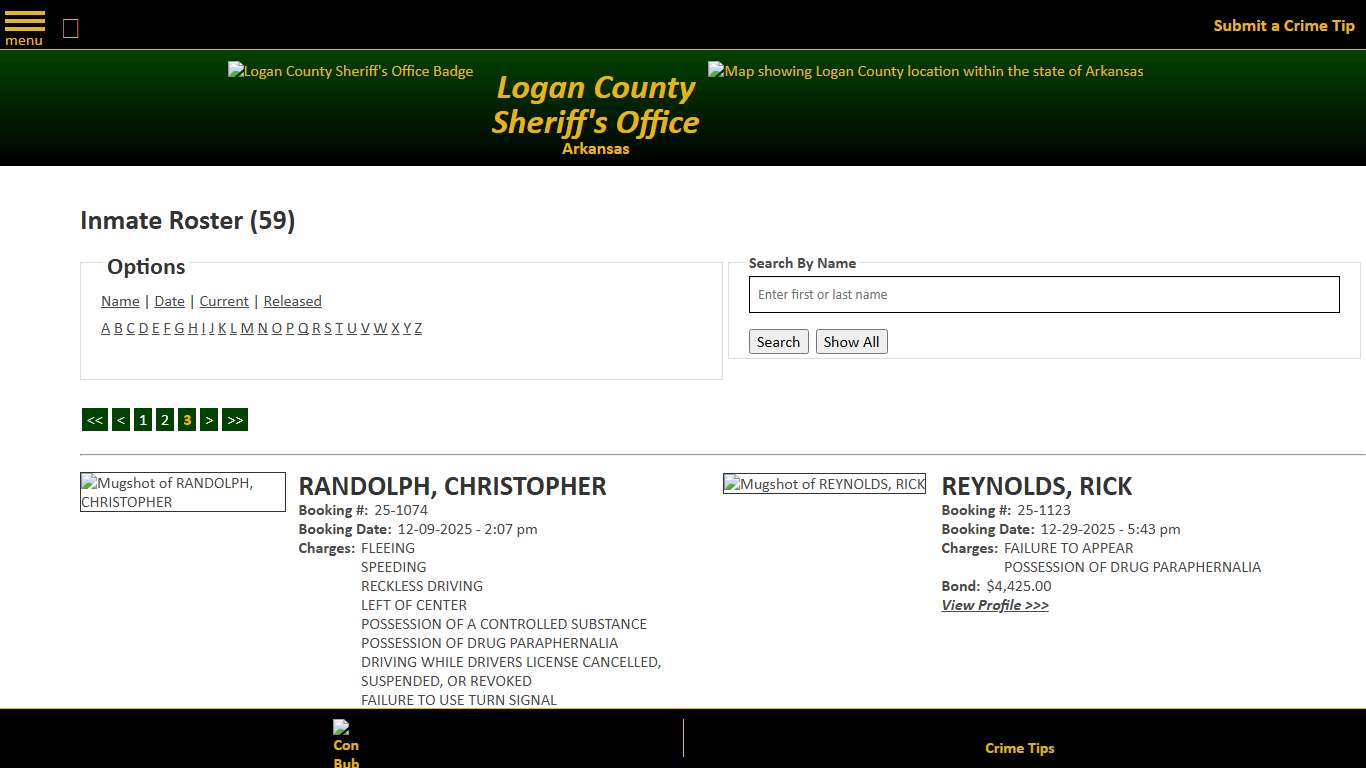 Inmate Roster - Page 3 Current Inmates - Logan County Sheriff's Office, Arkansas