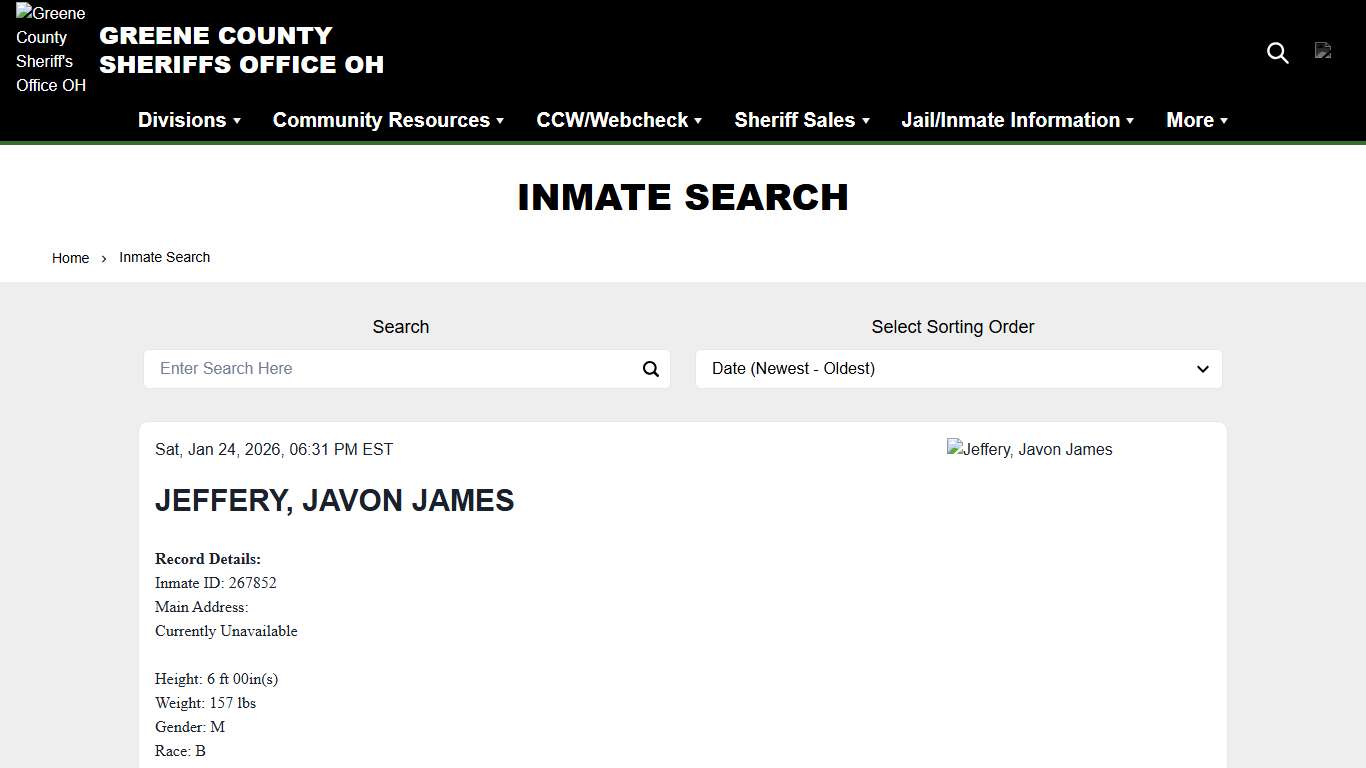 Inmate Search Greene County Sheriff's Office OH