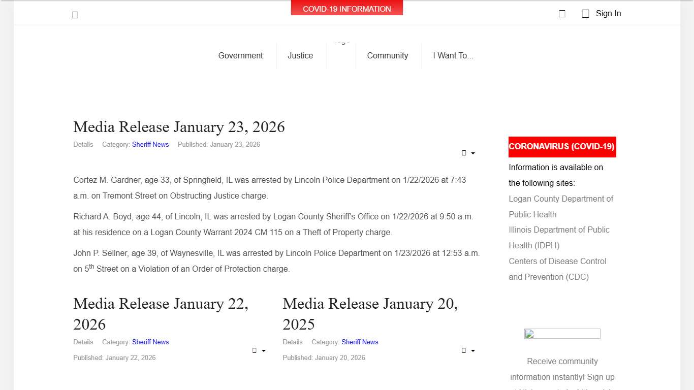 Logan County, Illinois - Sheriff News